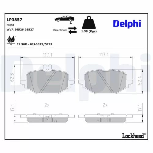 Remblokkenset, schijfrem DELPHI LP3857)