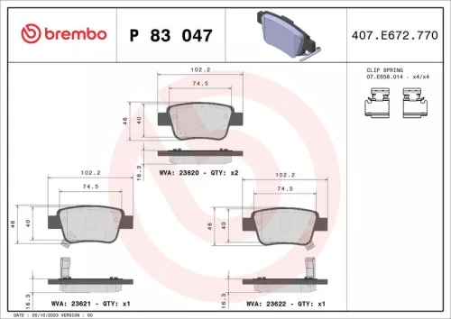 Remblokkenset, schijfrem BREMBO P 83 047)