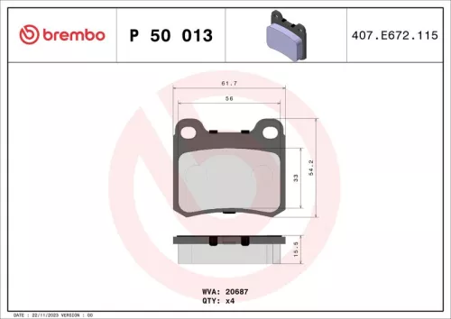 Remblokkenset, schijfrem BREMBO P 50 013)