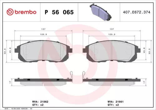 Remblokkenset, schijfrem BREMBO P 56 065)