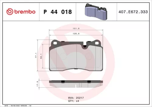 Brake Pad Set, disc brake BREMBO P 44 018)