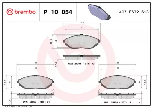 Remblokkenset, schijfrem BREMBO P 10 054)