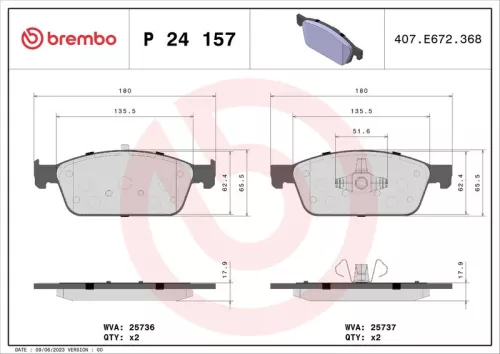 Brake Pad Set, disc brake BREMBO P 24 157)