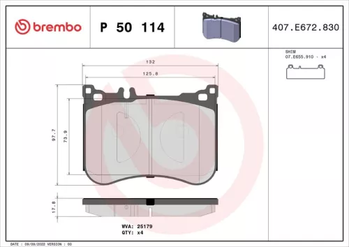 Remblokkenset, schijfrem BREMBO P 50 114)