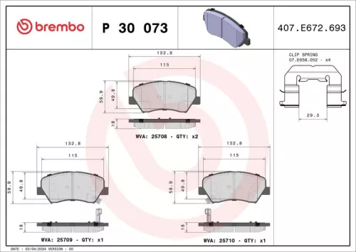 Brake Pad Set, disc brake BREMBO P 30 073)