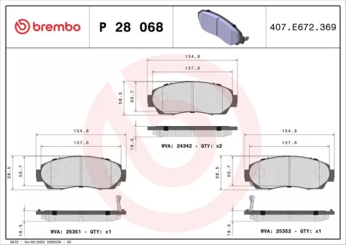 Remblokkenset, schijfrem BREMBO P 28 068)