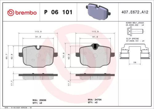 Brake Pad Set, disc brake BREMBO P 06 101)