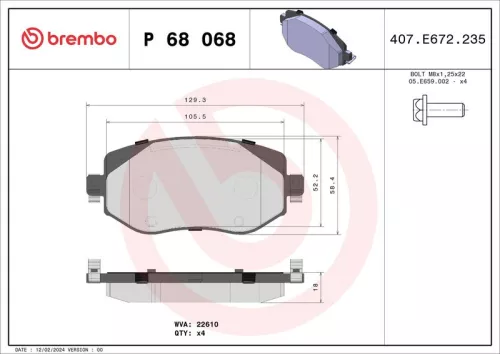 Remblokkenset, schijfrem BREMBO P 68 068)