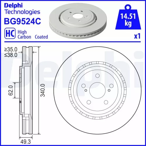 Remschijf DELPHI BG9524C)