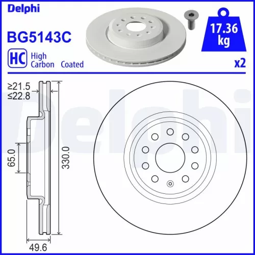 Remschijf DELPHI BG5143C)
