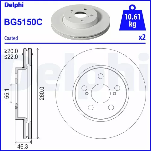 Remschijf DELPHI BG5150C)