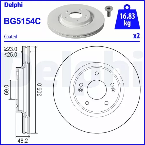 Remschijf DELPHI BG5154C)