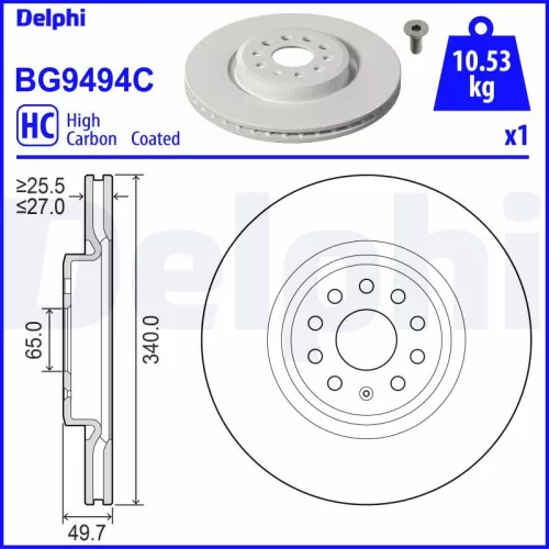 Remschijf DELPHI BG9494C)