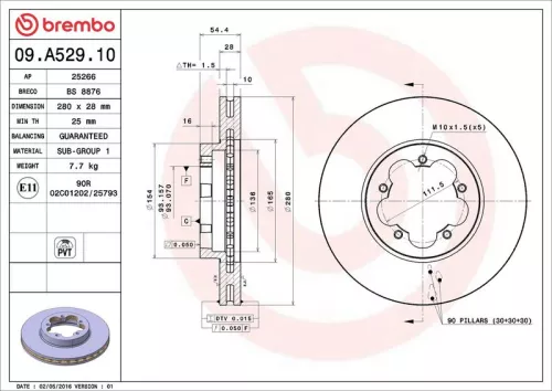 Remschijf BREMBO 09.A529.10)