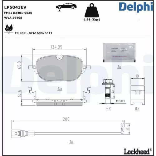 Remblokkenset, schijfrem DELPHI LP5043EV)