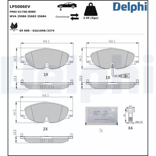 Brake Pad Set, disc brake DELPHI LP5006EV)