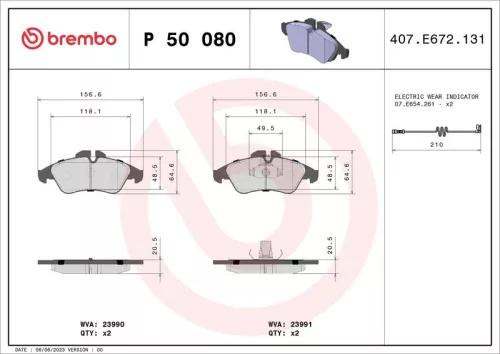 Remblokkenset, schijfrem BREMBO P 50 080)