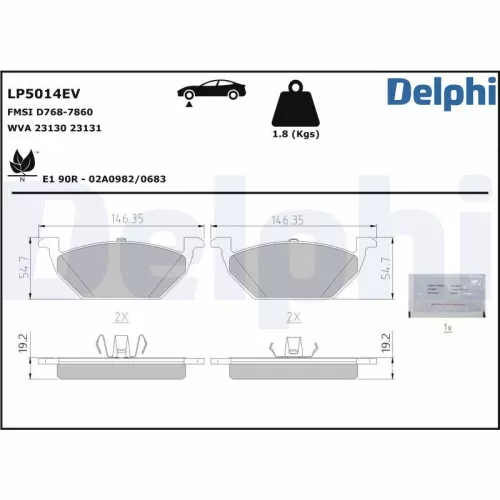 Brake Pad Set, disc brake DELPHI LP5014EV)