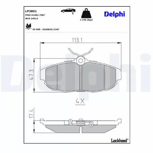 Remblokkenset, schijfrem DELPHI LP3851)