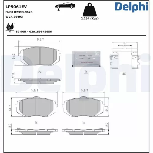 Brake Pad Set, disc brake DELPHI LP5061EV)