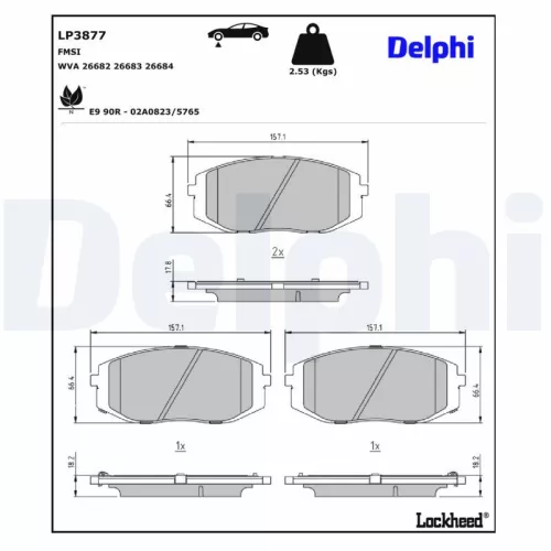Remblokkenset, schijfrem DELPHI LP3877)