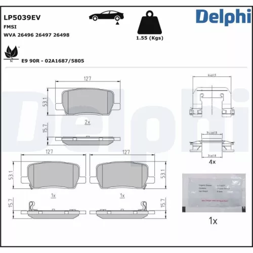 Remblokkenset, schijfrem DELPHI LP5039EV)