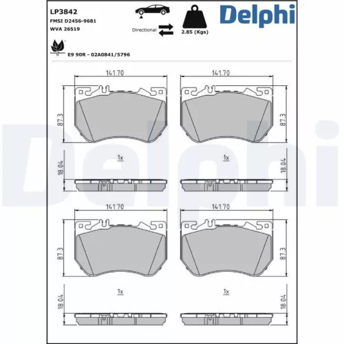 Remblokkenset, schijfrem DELPHI LP3842)