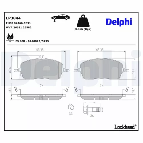 Remblokkenset, schijfrem DELPHI LP3844)