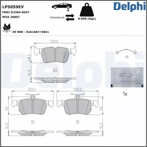Remblokkenset, schijfrem DELPHI LP5059EV)
