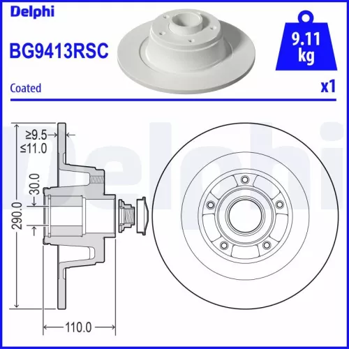 Remschijf DELPHI BG9413RSC)