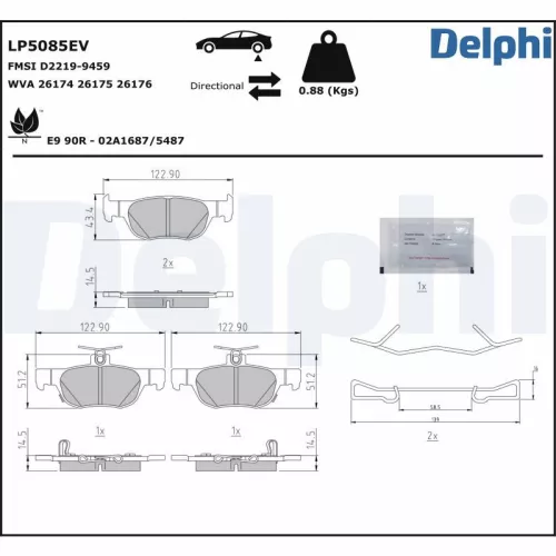 Remblokkenset, schijfrem DELPHI LP5085EV)