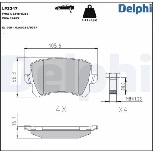 Brake Pad Set, disc brake DELPHI LP3247)