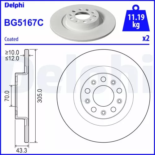 Remschijf DELPHI BG5167C)