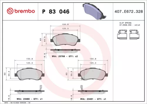Remblokkenset, schijfrem BREMBO P 83 046)