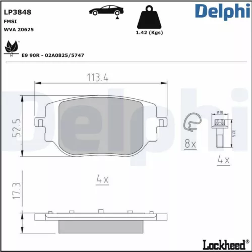 Remblokkenset, schijfrem DELPHI LP3848)