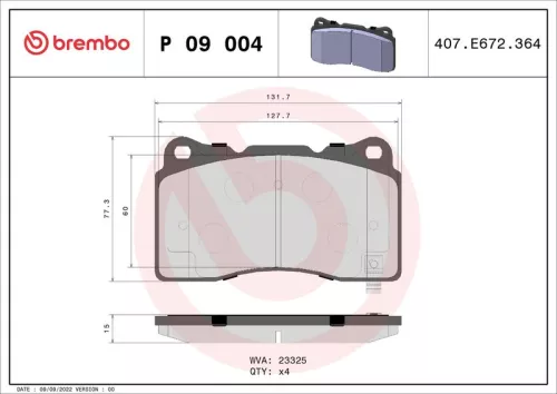Brake Pad Set, disc brake BREMBO P 09 004)