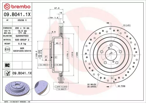 Remschijf BREMBO 09.B041.1X)