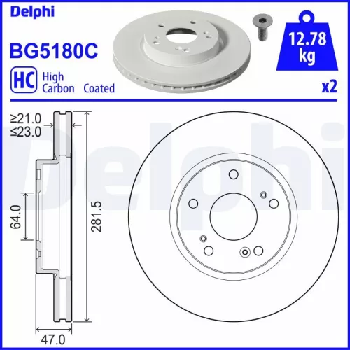 Remschijf DELPHI BG5180C)