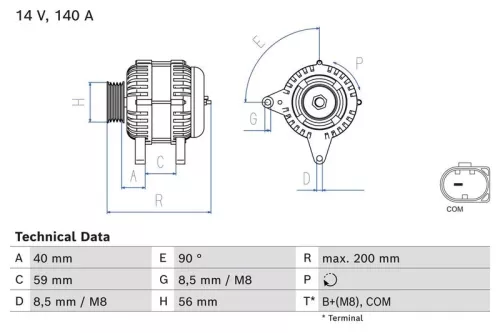 Alternator BOSCH 0 986 085 040)