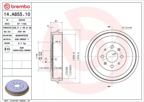 Remtrommel BREMBO 14.A855.10)