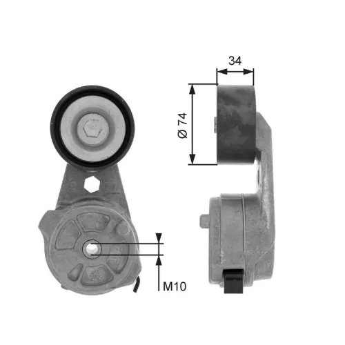 Riemspanner, V-geribbelde riem GATES T38601)
