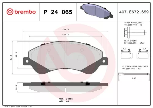 Remblokkenset, schijfrem BREMBO P 24 065)