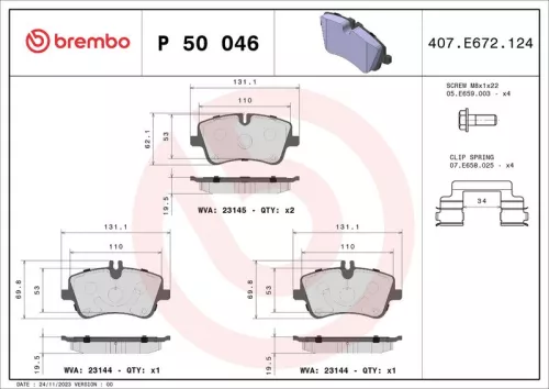 Remblokkenset, schijfrem BREMBO P 50 046)