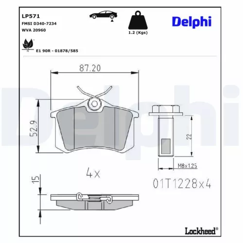 Brake Pad Set, disc brake DELPHI LP571)