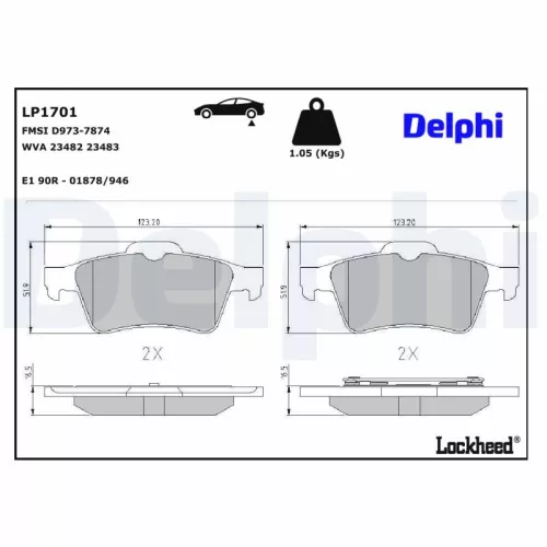 Brake Pad Set, disc brake DELPHI LP1701)