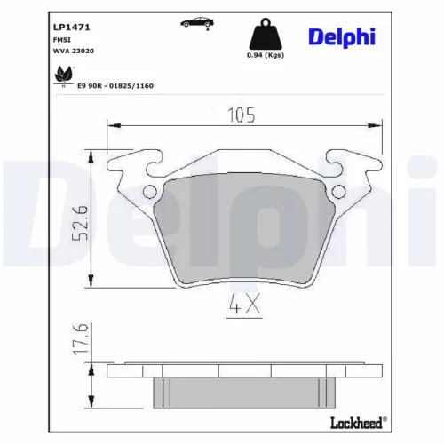 Brake Pad Set, disc brake DELPHI LP1471)