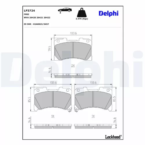 Remblokkenset, schijfrem DELPHI LP3724)