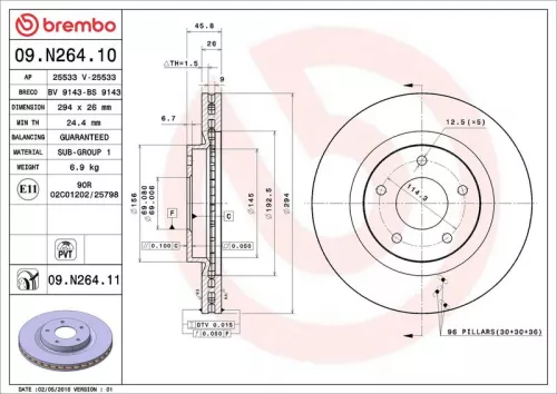 Remschijf BREMBO 09.N264.11)