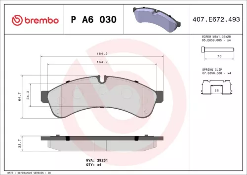 Remblokkenset, schijfrem BREMBO P A6 030)