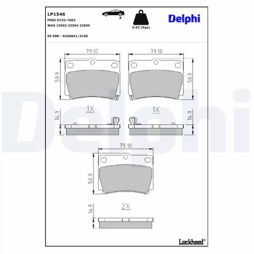 Brake Pad Set, disc brake DELPHI LP1546)